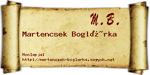 Martencsek Boglárka névjegykártya